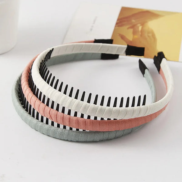 Hair Accessory Girls Cloth Covered Hairbands With Tooth Hair Kids Headbands For Children Solid Hair Band DIY Headband Head Hoop