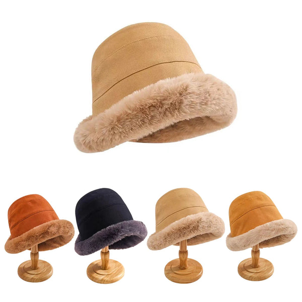 لينة سميكة أفخم الشتاء دلو قبعة الموضة في الهواء الطلق الدافئة بيني صياد قبعة موضة الاتجاه السيدات يندبروف بنما القبعات جديد