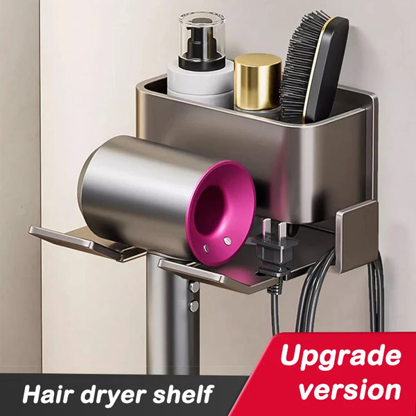Bathroom Hair Dryer Holder Wall-mounted Hair Dryer Stand Hairdryer Organizer Box Toilet Blower Holder Shelf Bathroom Accessories