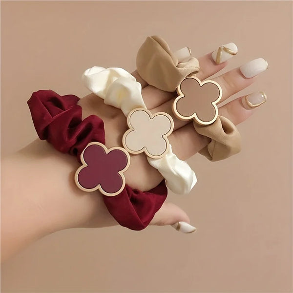 2PCS/Warm Color Cute And Sweet French Large Intestine Circle Ponytail Hair Ring Hair Ties Hair Accessories Head Bands For Women