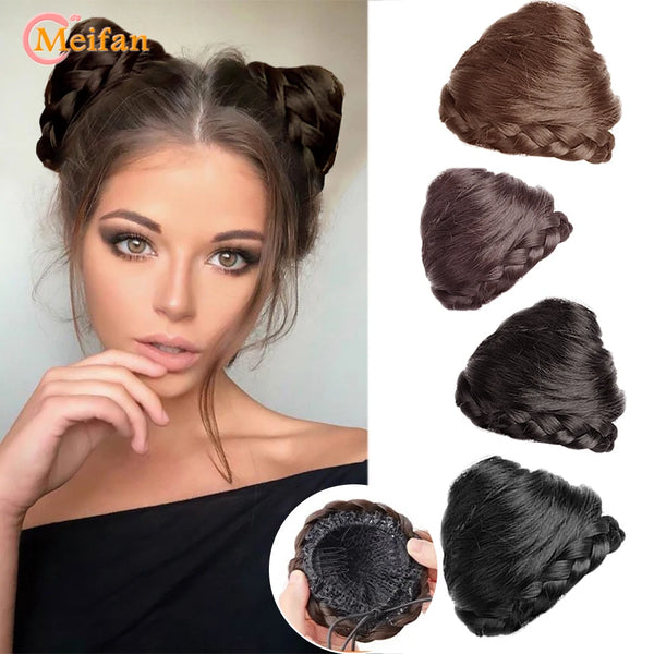MEIFAN Cat Ear Hair Bun Women's Chignon To Increase Hair Volume Fluffy Clip-on Hairtail Extension Synthetic Fake Bun for Women