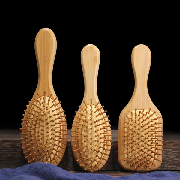 Bamboo Wood Comb Professional Hair Brush for Massaging The Scalp Hair Care Round Bead Comb Healthy Anti-static Hair Brush